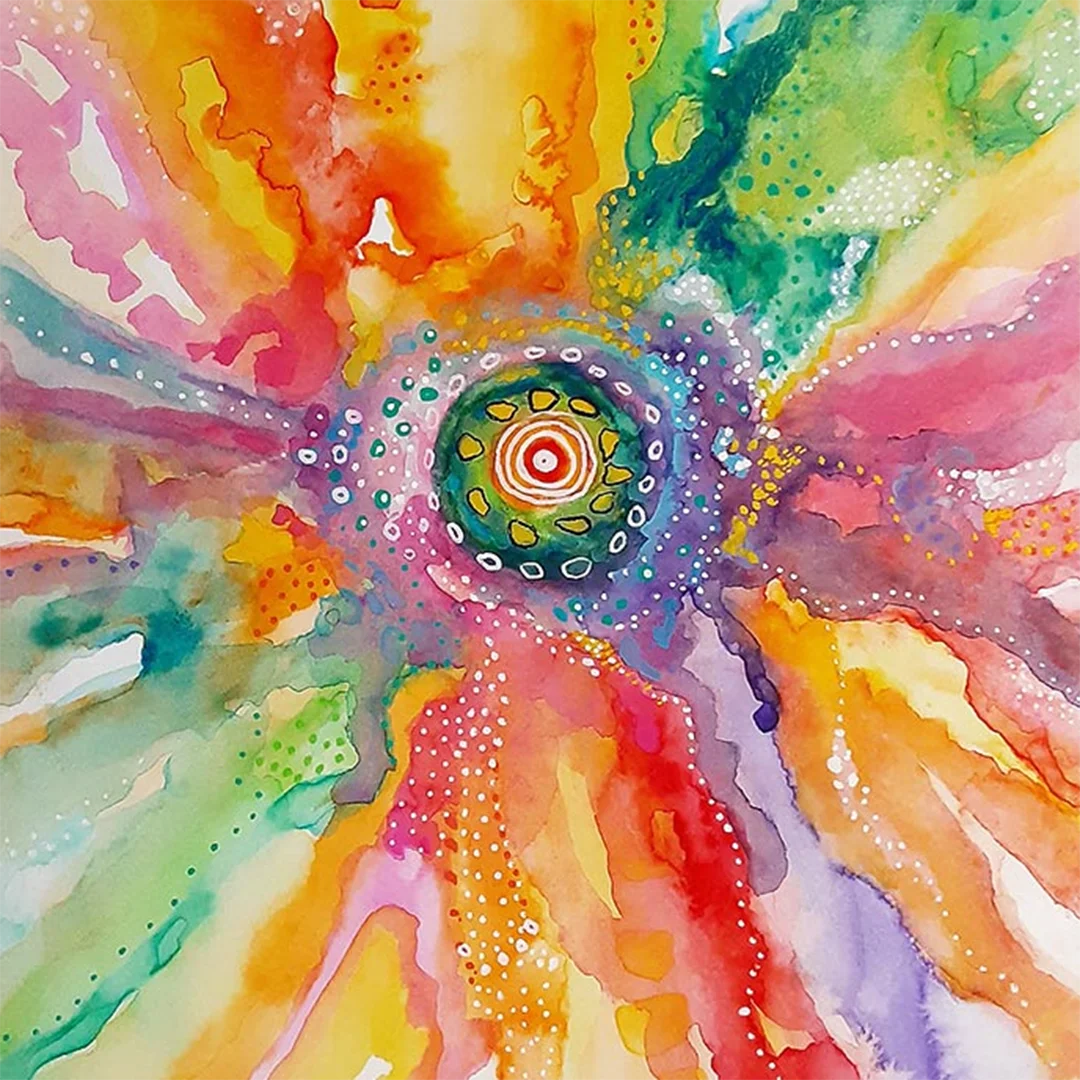 Colorful abstract watercolor burst design