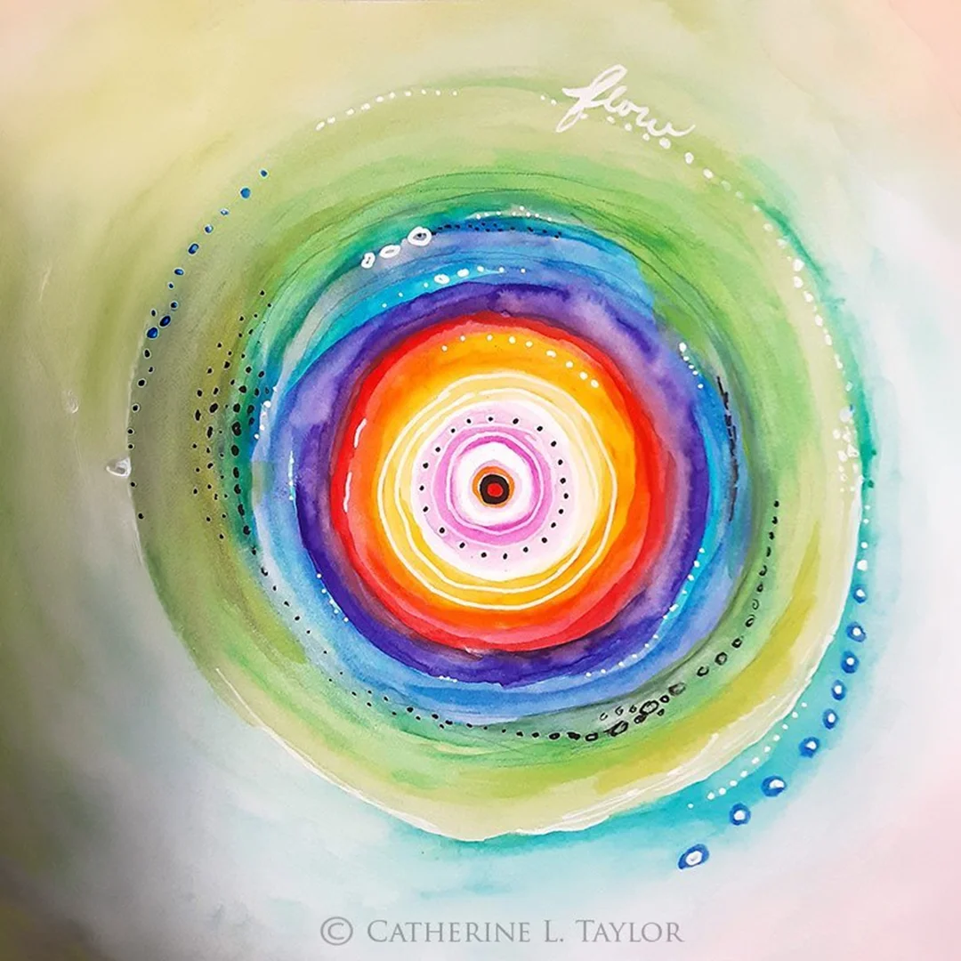 Colorful circular abstract watercolor design