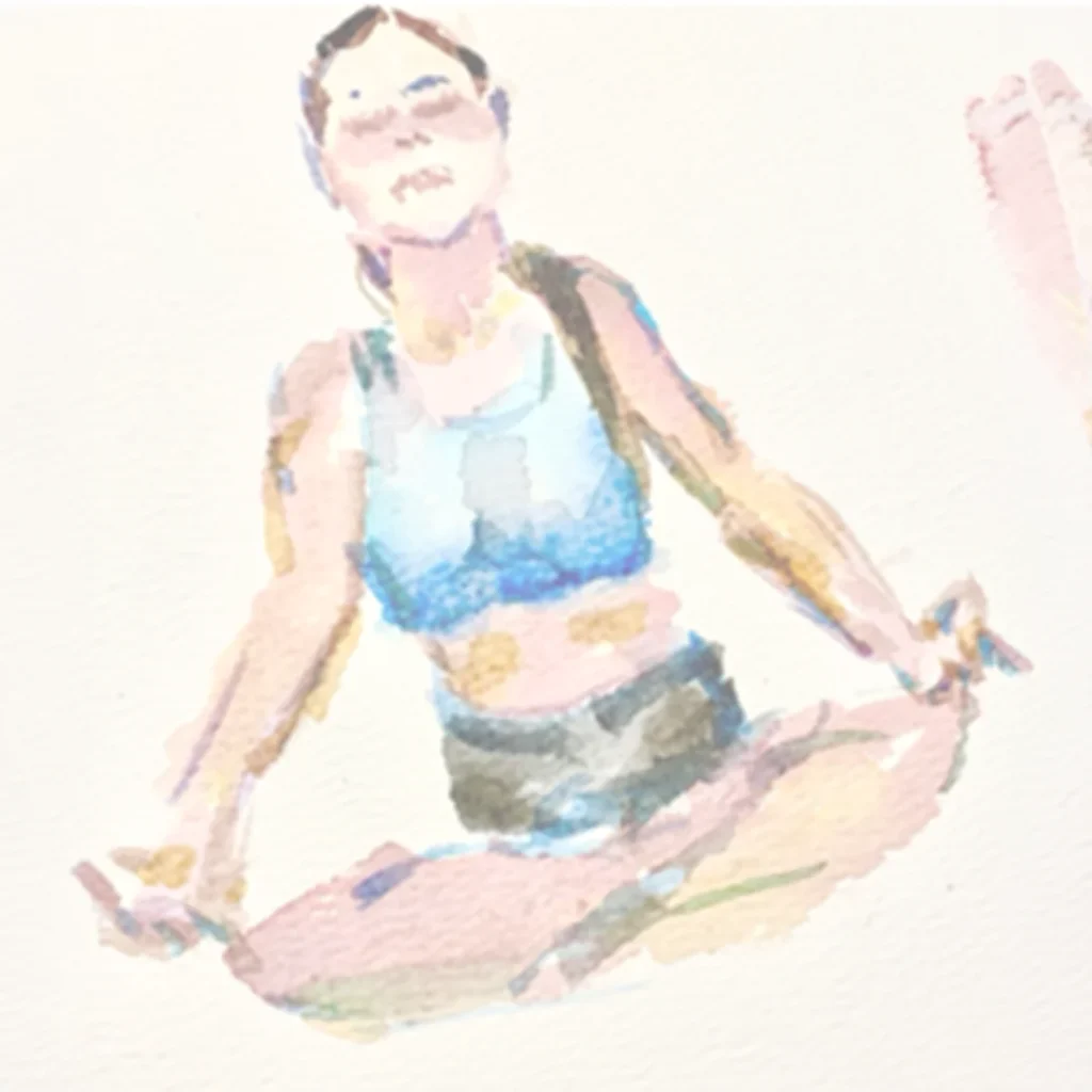Woman meditating in yoga pose.