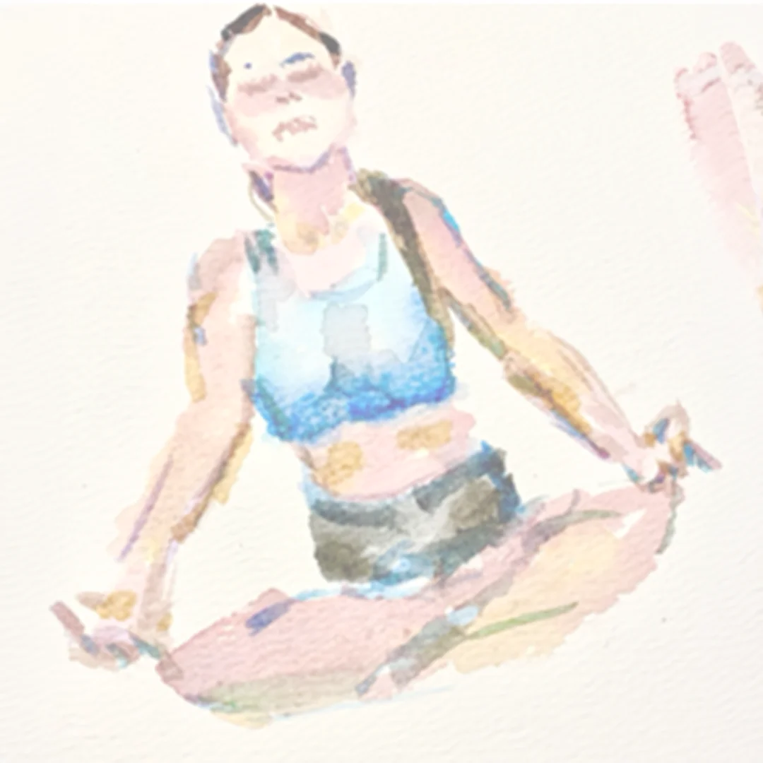 Woman meditating in yoga pose.