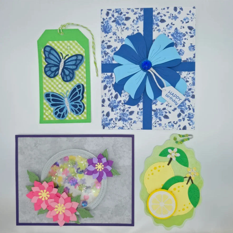 Colorful handmade cards and decorations