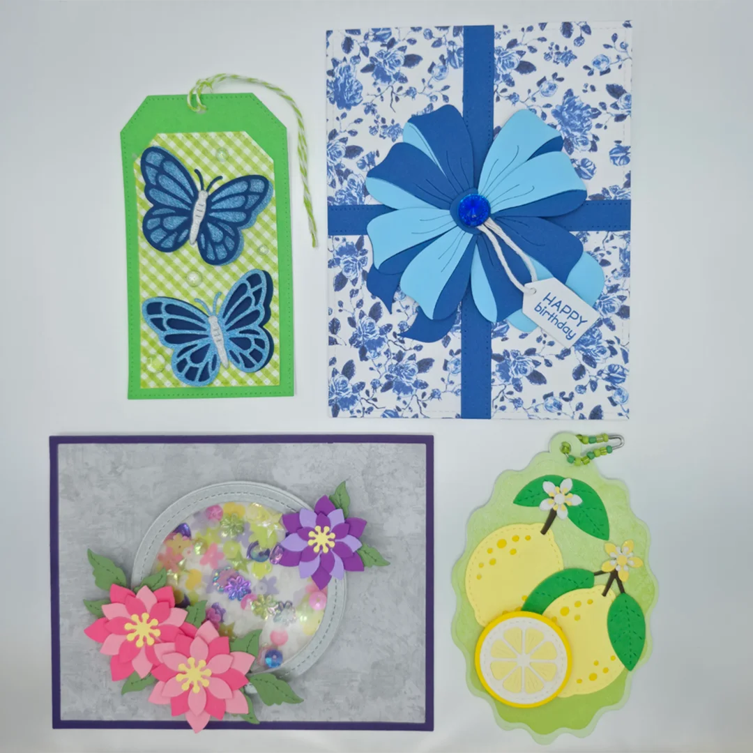 Colorful handmade cards and decorations